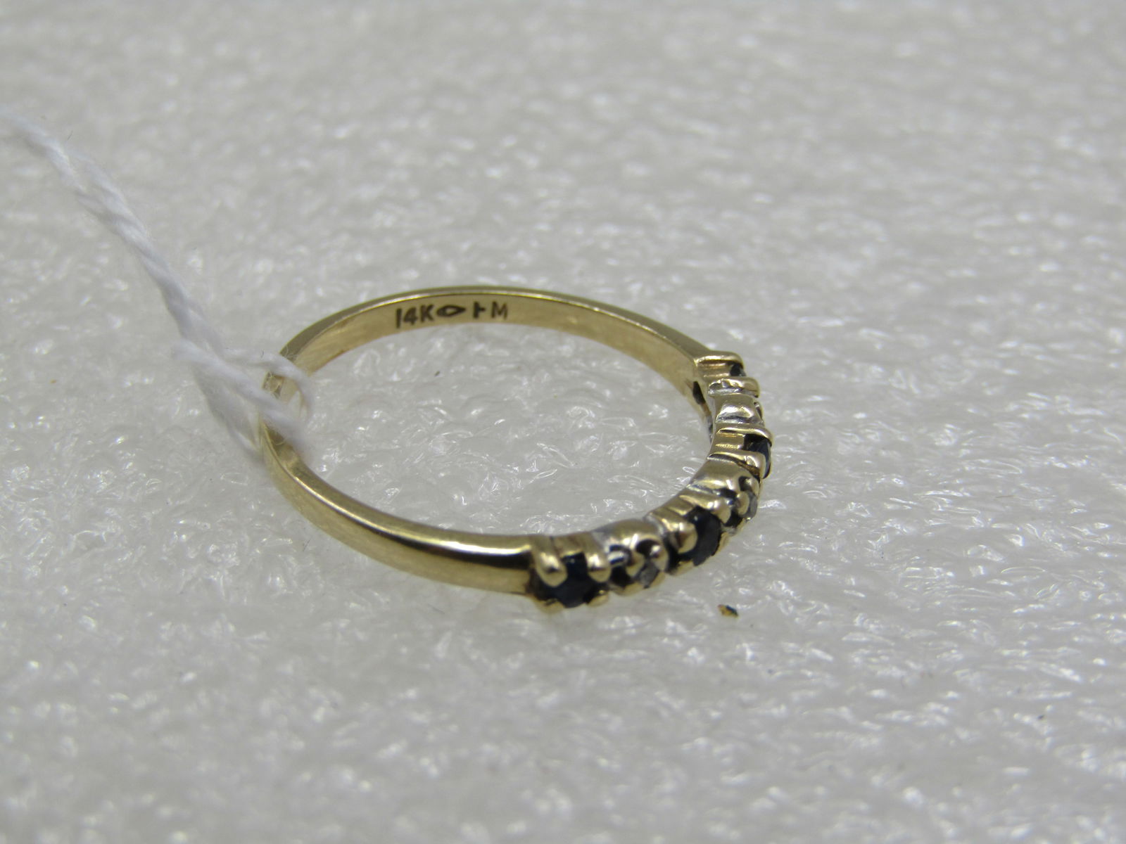 Vintage 14kt Sapphire Diamond Band Ring, Sz. 5.5. 2.5mm - 5