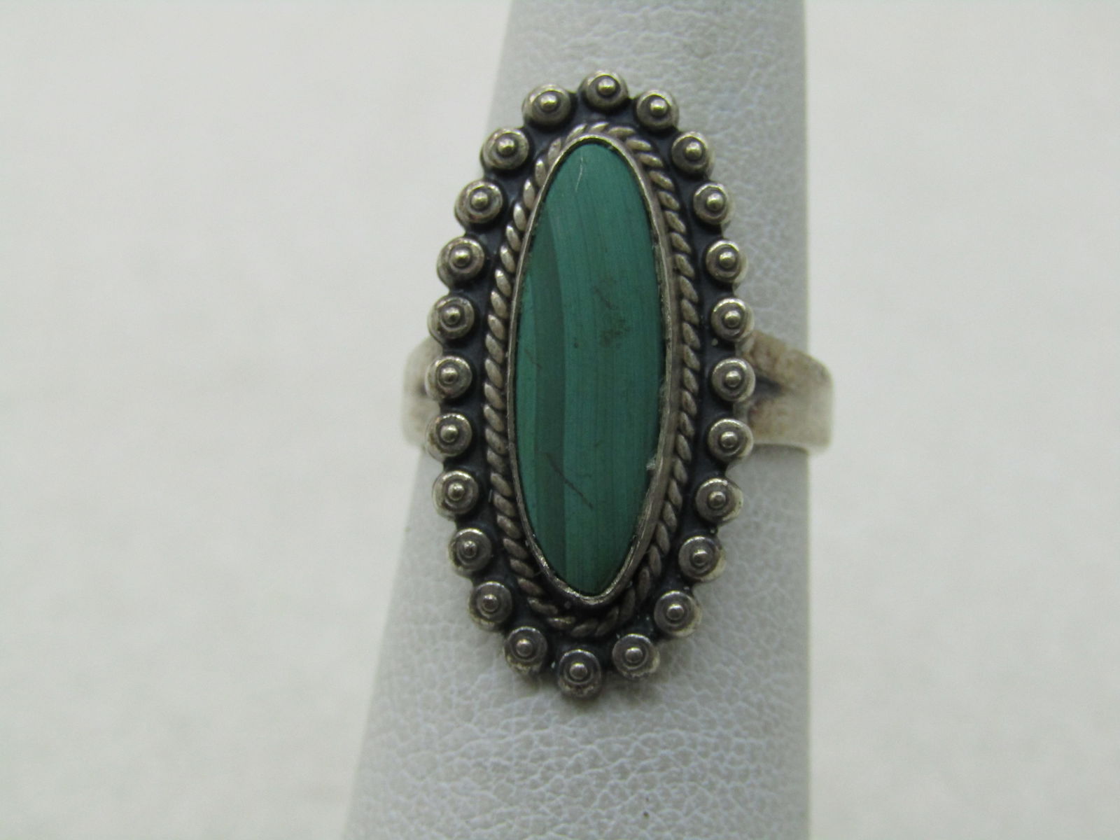 Vintage Sterling Southwestern Malachite Ring, Sz. 5, Bell Trading (1 of 7)