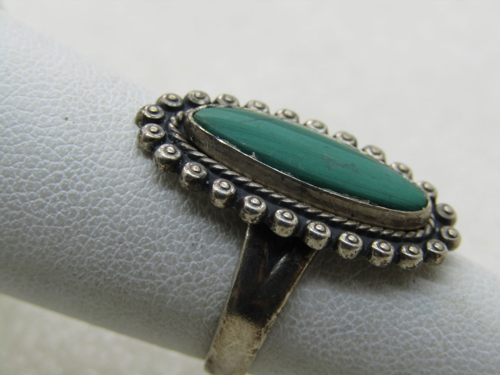 Vintage Sterling Southwestern Malachite Ring, Sz. 5, Bell Trading - 2