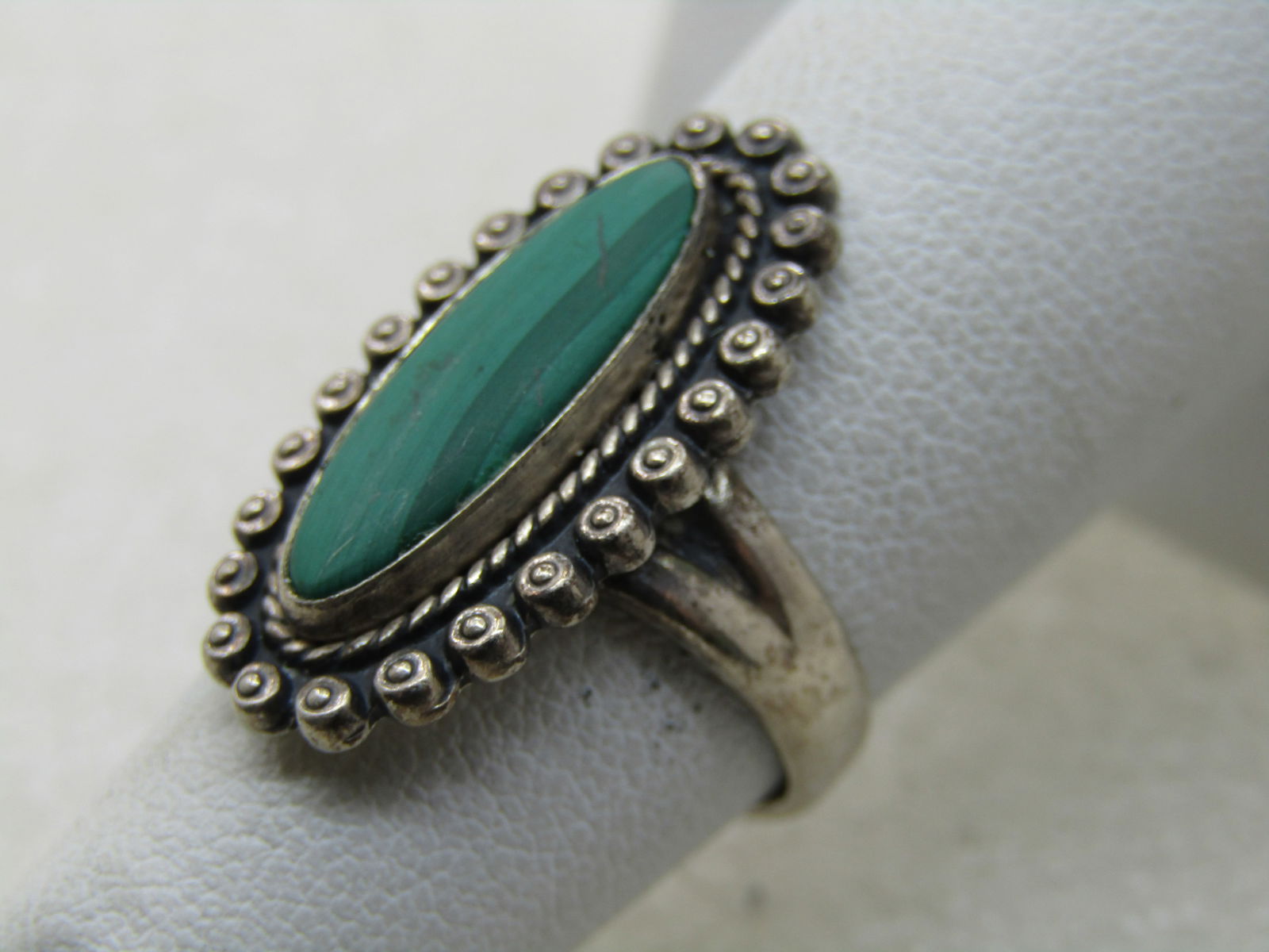 Vintage Sterling Southwestern Malachite Ring, Sz. 5, Bell Trading - 3