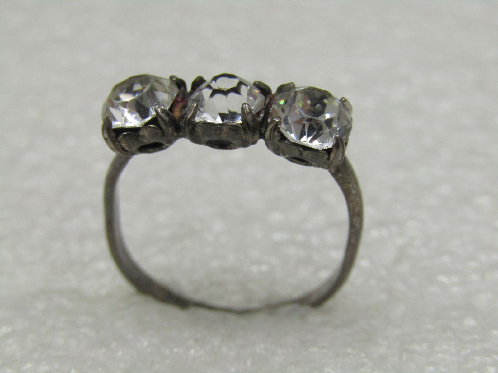 Vintage Sterling Triple Clear Glass Ring , Uncas, Sz. 6.5 - 4