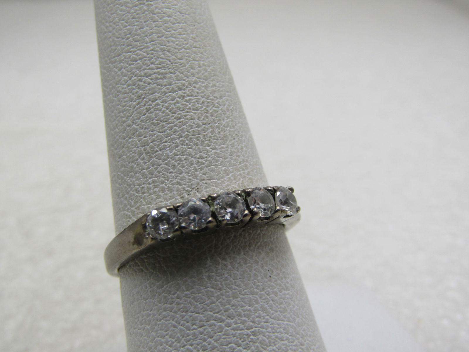 Vintage Sterling Multi-CZ Ring, Sz. 8.25, 3mm , Signed JC - 2