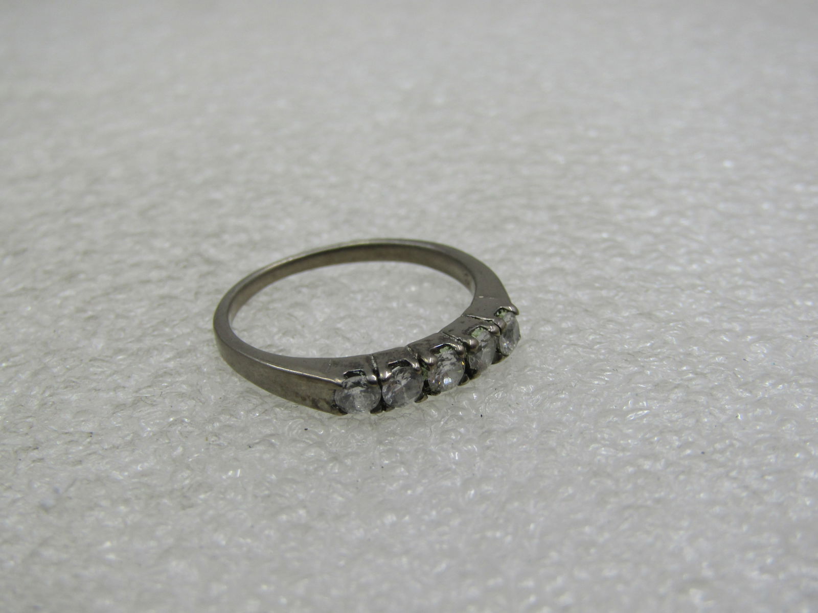 Vintage Sterling Multi-CZ Ring, Sz. 8.25, 3mm , Signed JC - 5