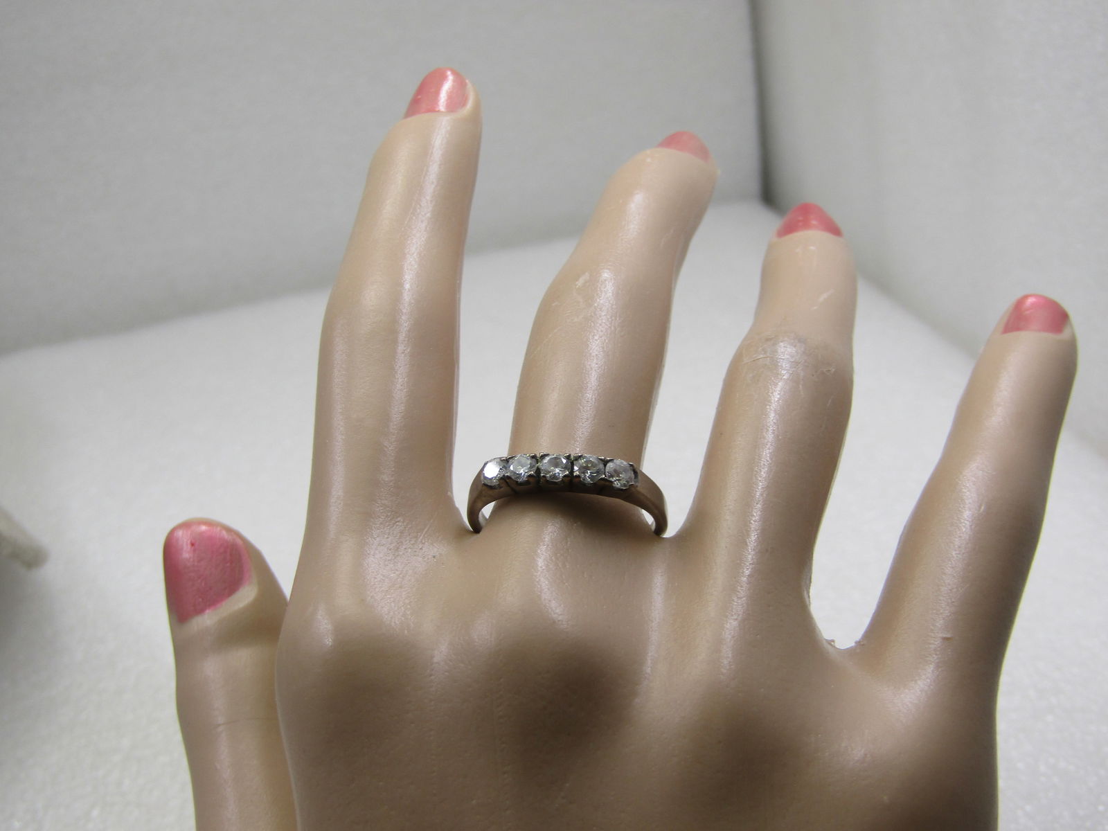 Vintage Sterling Multi-CZ Ring, Sz. 8.25, 3mm , Signed JC - 7
