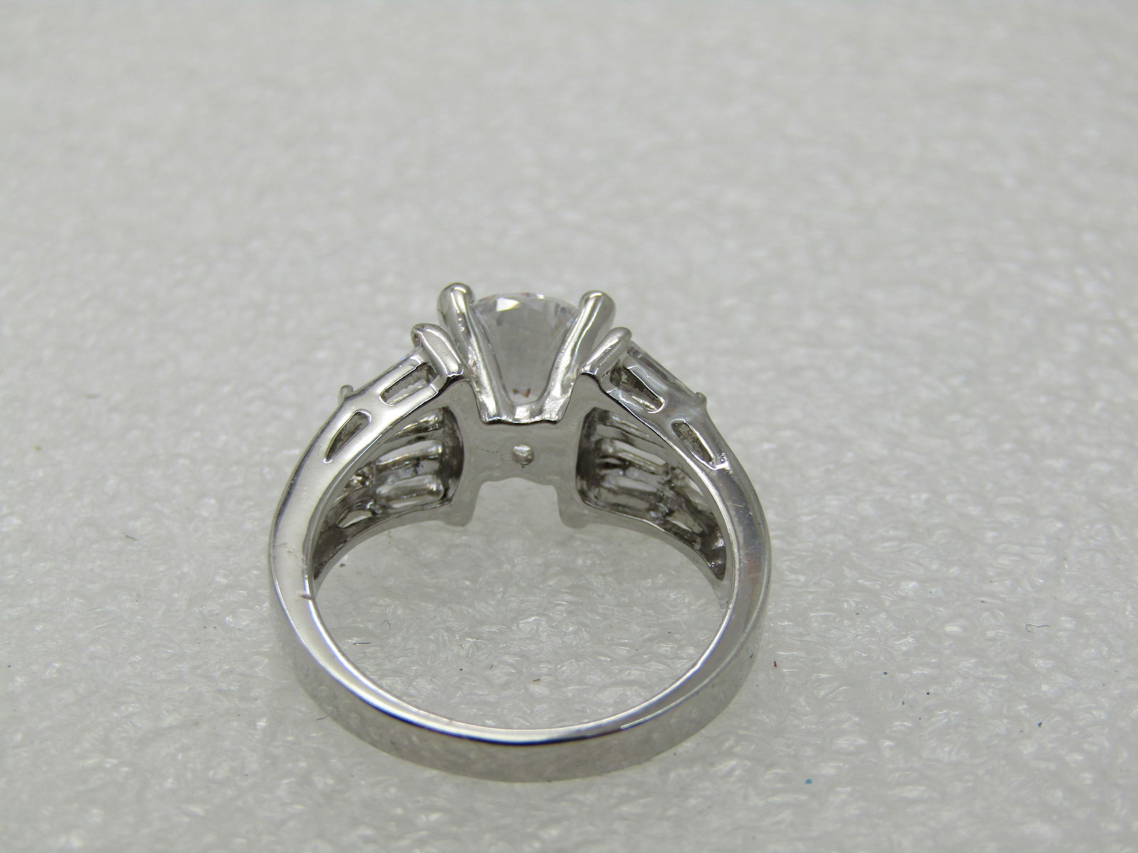 Silver Tone Tiered CZ Engagement Ring, Sz. 7.5, 2TCW Main Stone with Baguettes - 6