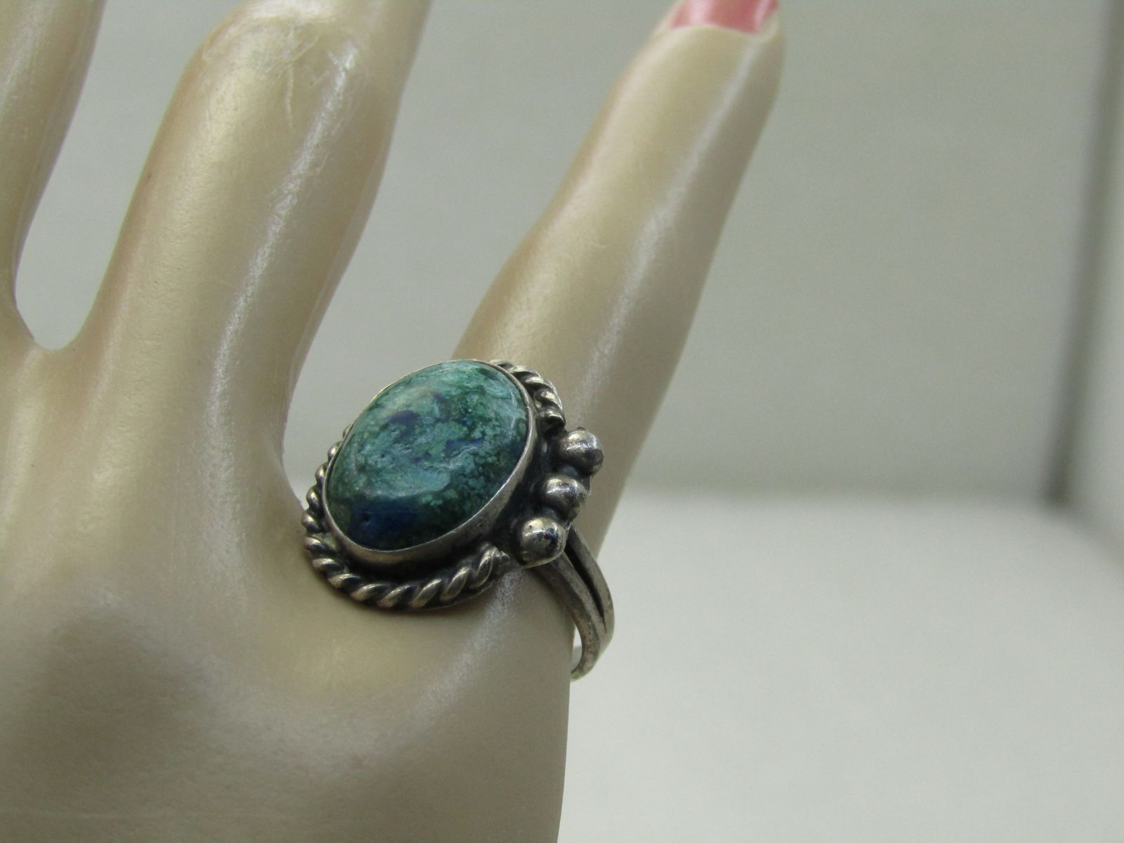 Vintage Southwestern Sterling Variscite/Turquoise Ring, Sz. 5, 1960's - 8