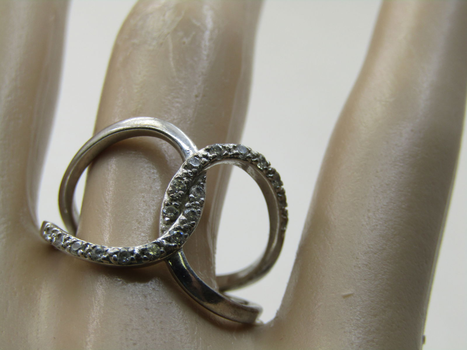 Sterling Silver CZ Wided Looped Ring, Sz. 9, 20 CZ, Signed NVC (Nataliya Collister) - 6