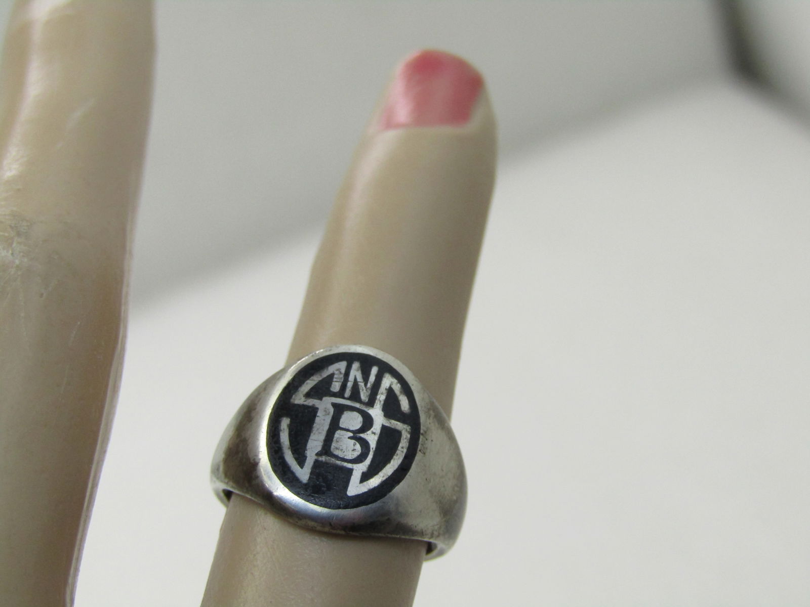 Vintage Sterling Initial/School Ring SNSB, Sz. 3, Signed ROCH NY - 6