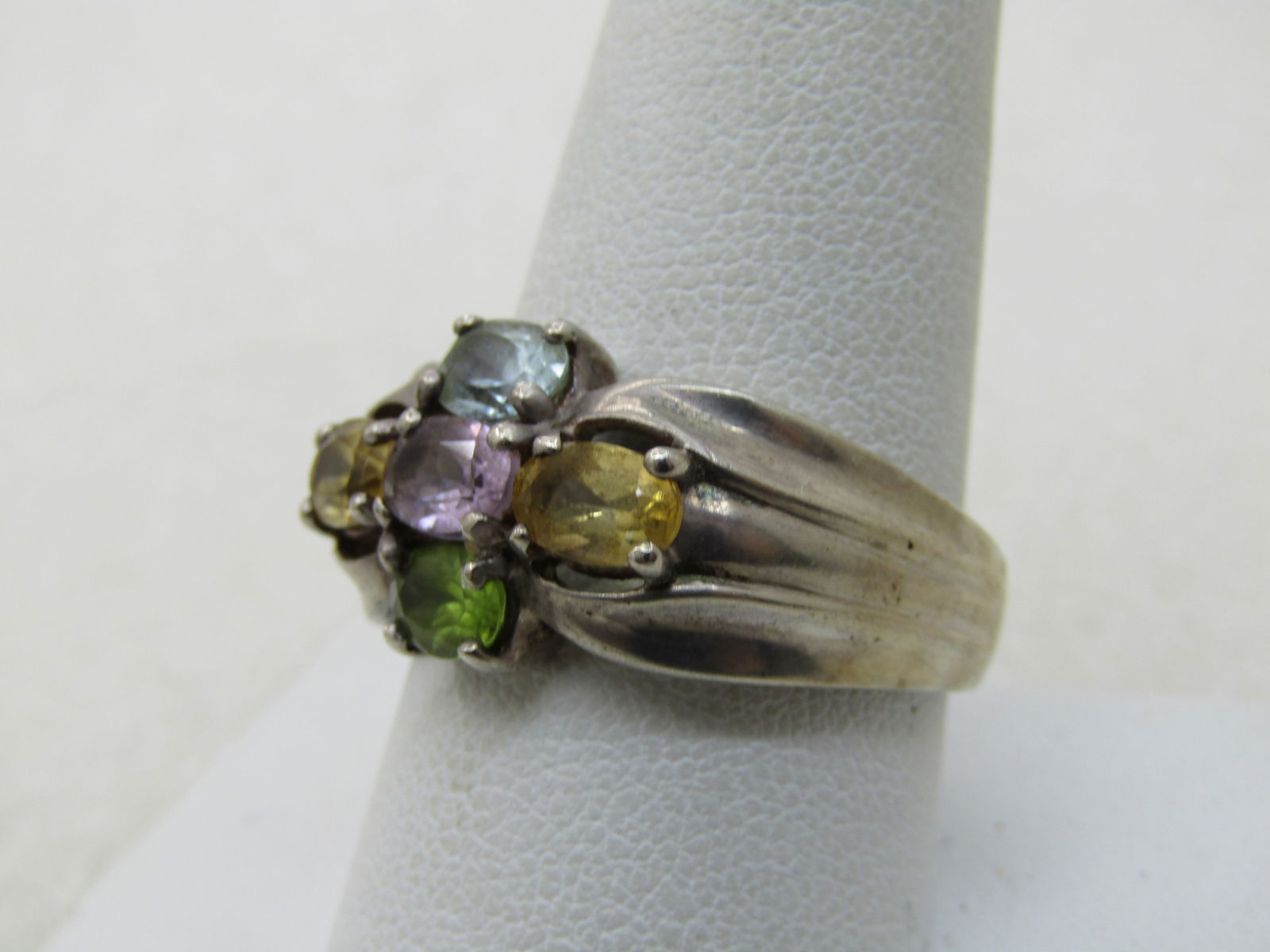 Vintage Sterling Multi-Gemstone Ring, Sz. 10, Signed - 3
