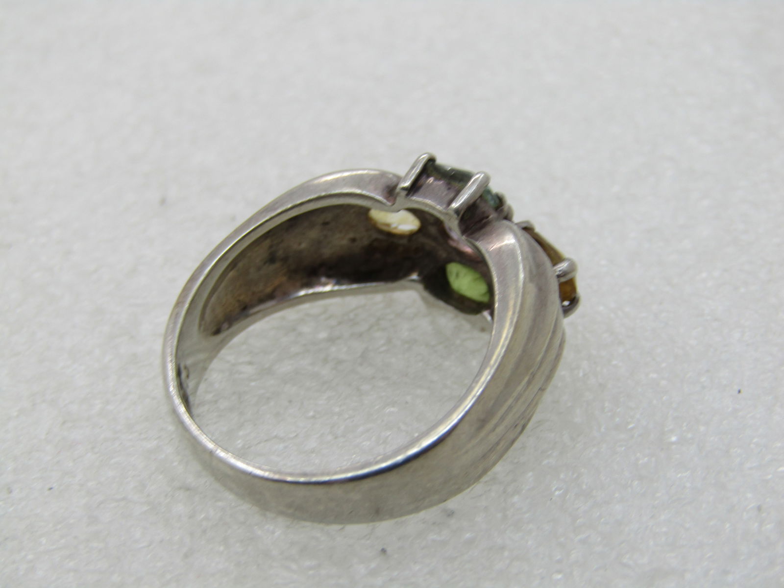 Vintage Sterling Multi-Gemstone Ring, Sz. 10, Signed - 5