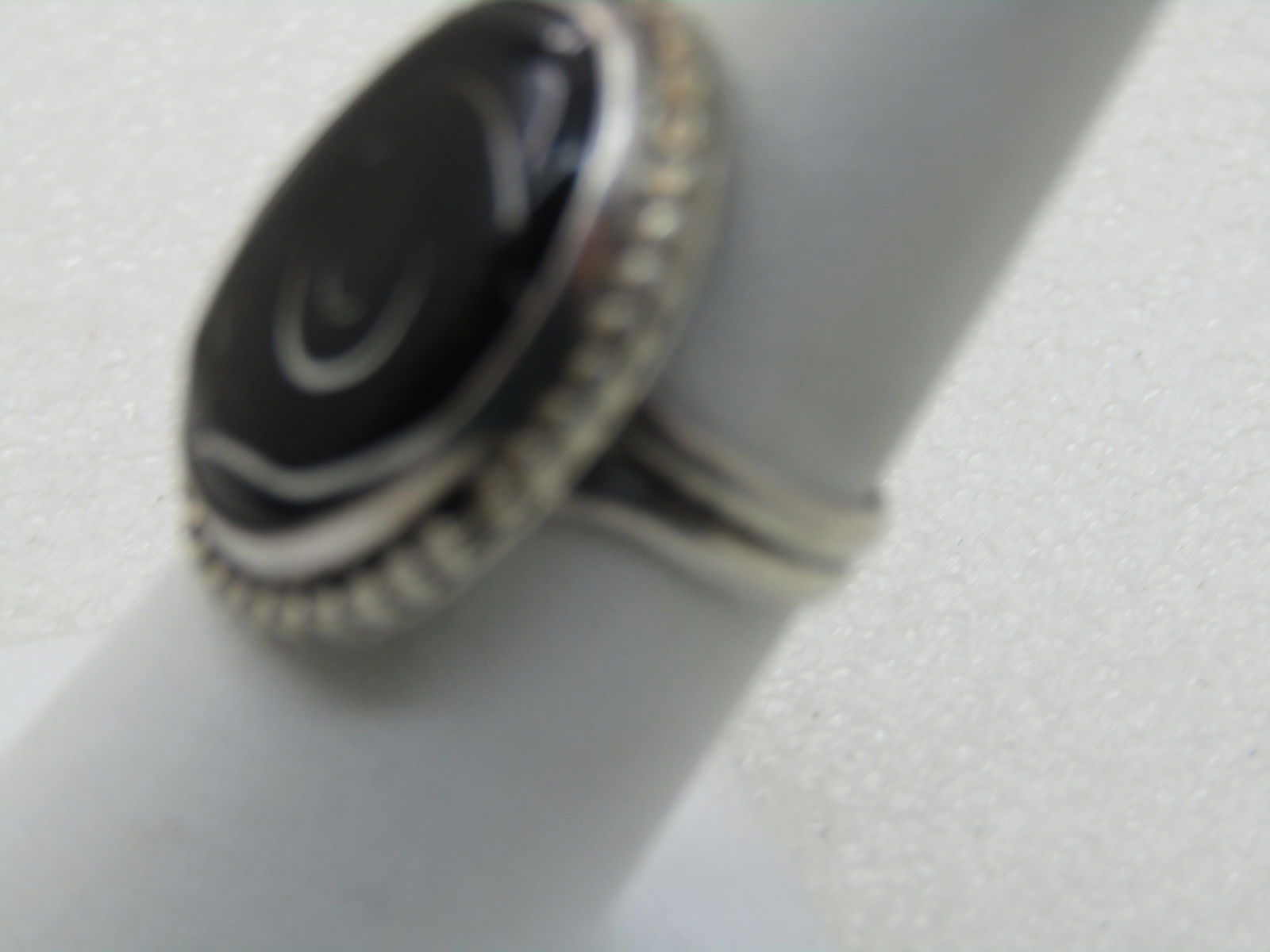 Southwestern Sterling Silver Black Ring, Sz. 7, 7.15 gr. - 3