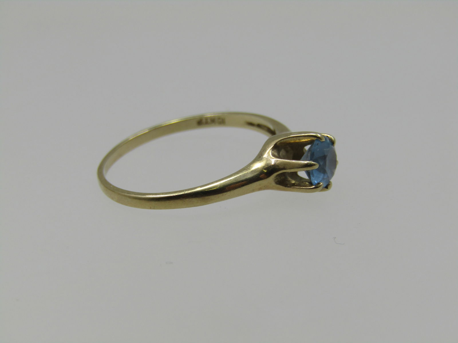 Vintage 10kt Blue Topaz .33 CTW Ring, Sz. 6.75, Signed - 6