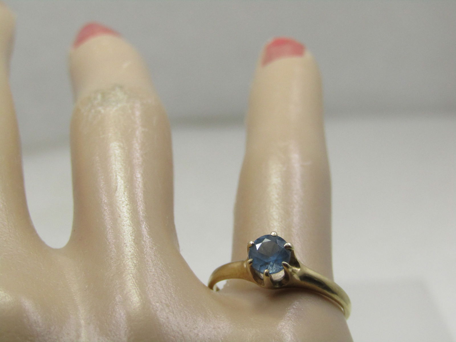 Vintage 10kt Blue Topaz .33 CTW Ring, Sz. 6.75, Signed - 7