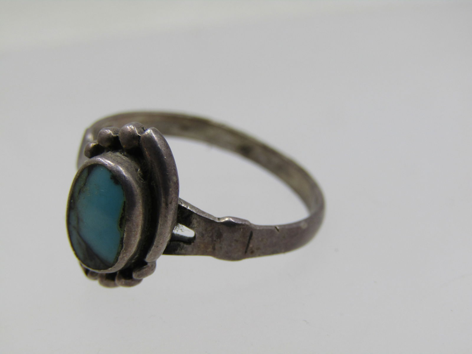 Vintage Sterling Southwestern Turquoise Ring, Sz. 7 1960-1970's - 4