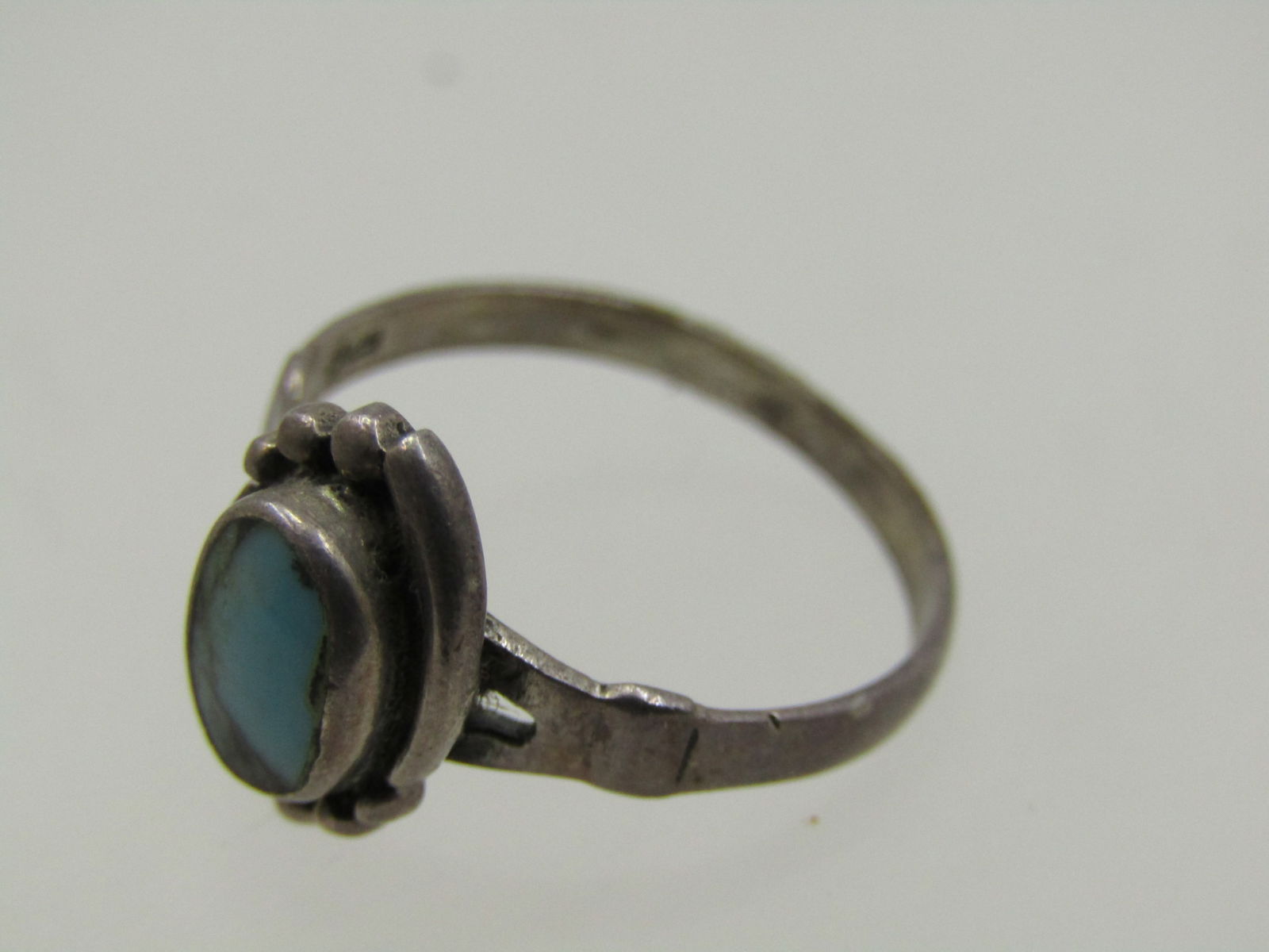 Vintage Sterling Southwestern Turquoise Ring, Sz. 7 1960-1970's - 6