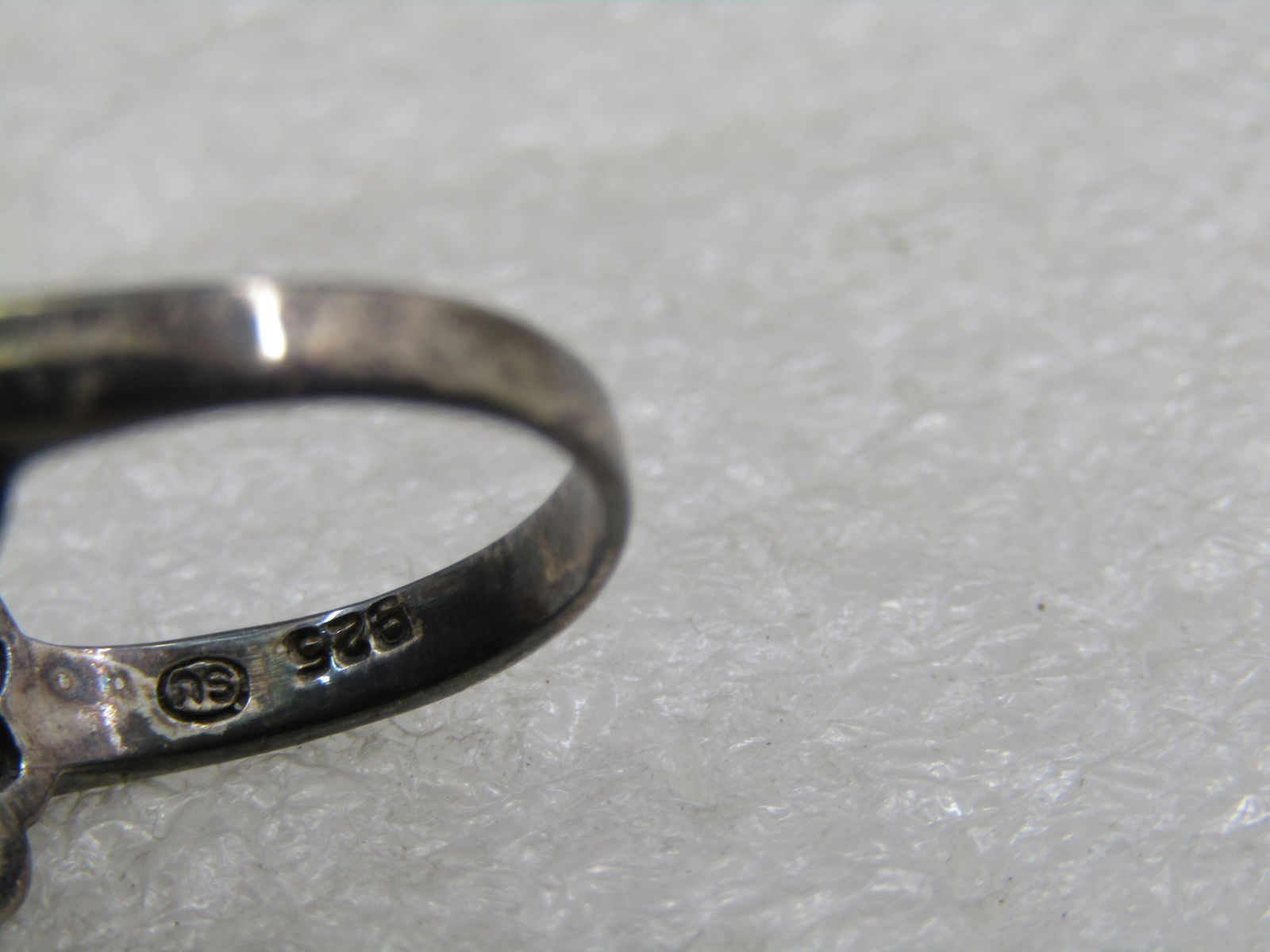 Vintage Sterling Onyx Heart & Marcasite Ring, Sz. 8.5 - 7