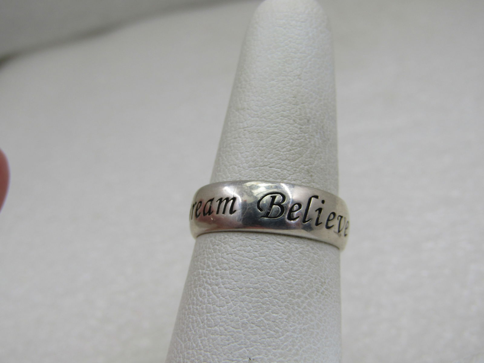 Vintage Sterling Dream Believe Band Ring, Signed RJ, Sz. 7 - 2