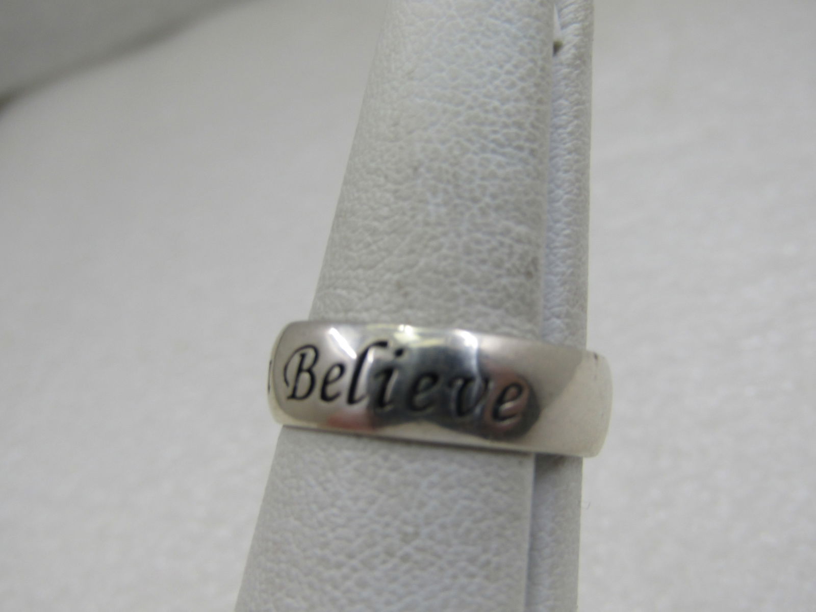 Vintage Sterling Dream Believe Band Ring, Signed RJ, Sz. 7 - 3