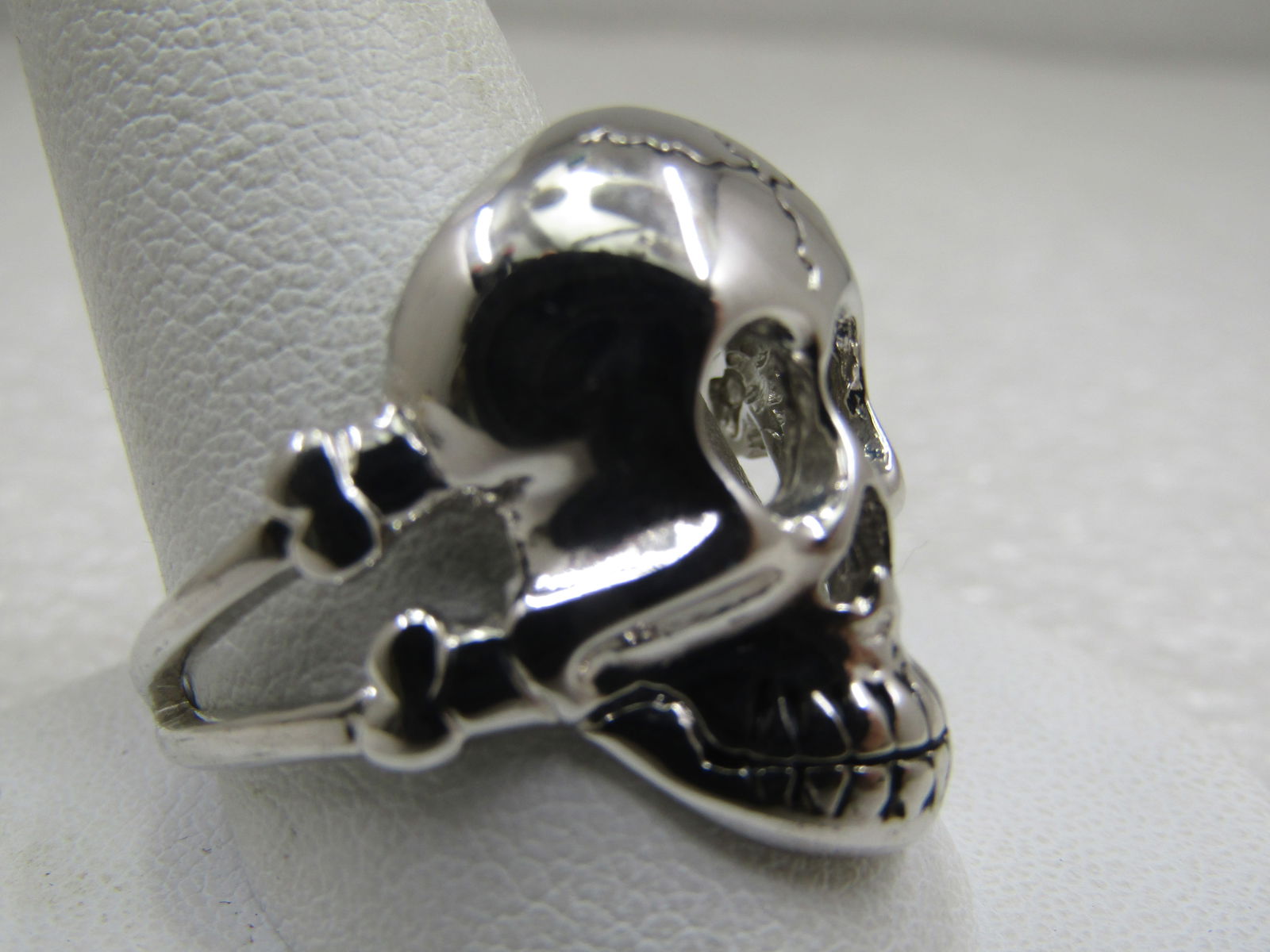 Men's Skull Biker Ring, Sz. 12.5, Silver Tone - 2