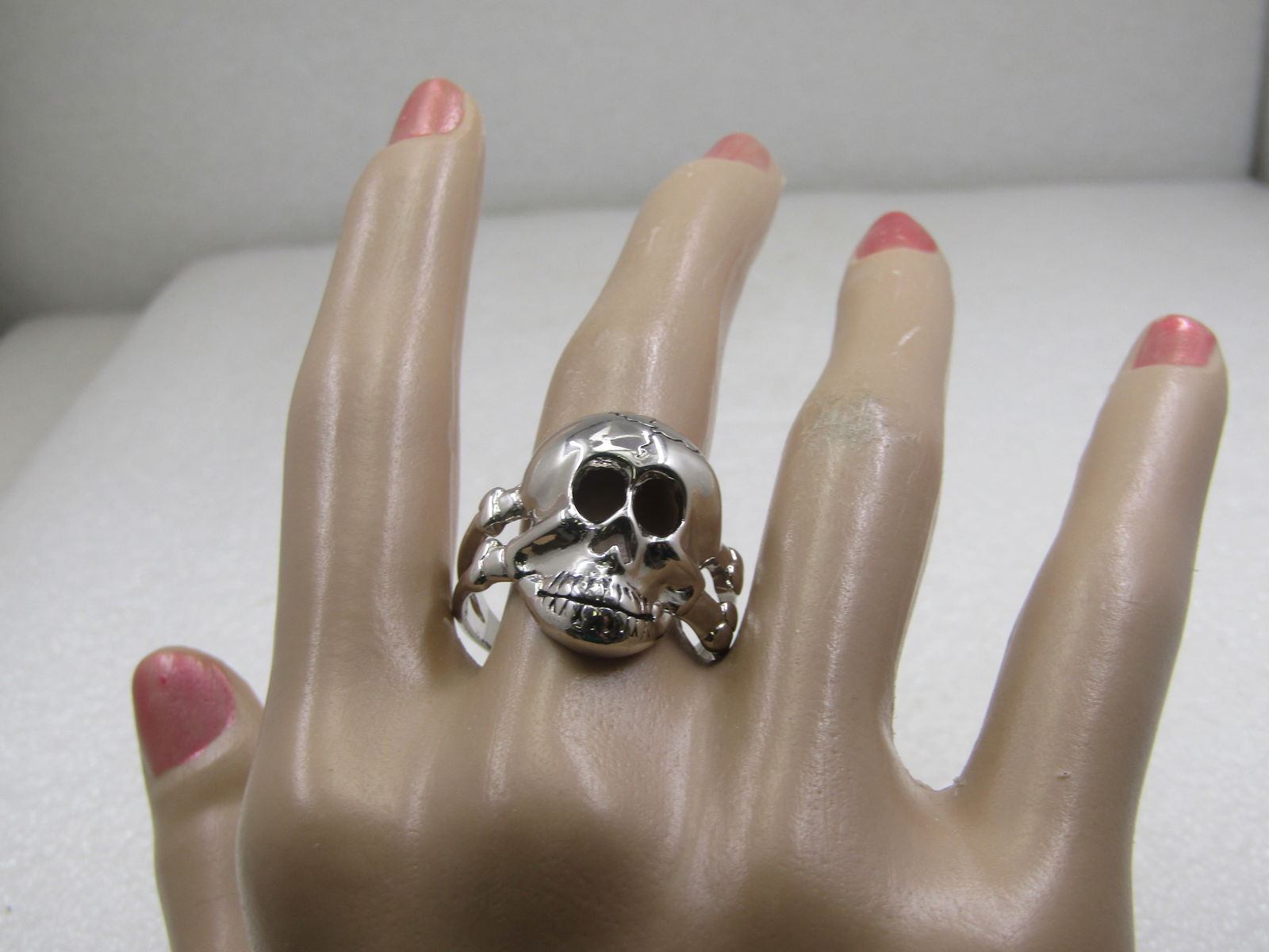 Men's Skull Biker Ring, Sz. 12.5, Silver Tone - 6