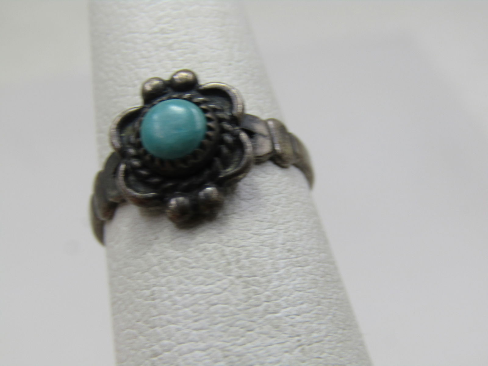 Vintage Sterling Southwestern Turquoise Ring, Sz. 4.5, Bell Trading Signed, 1960's - 2
