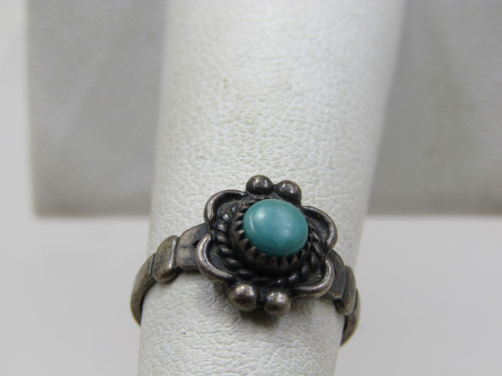 Vintage Sterling Southwestern Turquoise Ring, Sz. 4.5, Bell Trading Signed, 1960's - 3