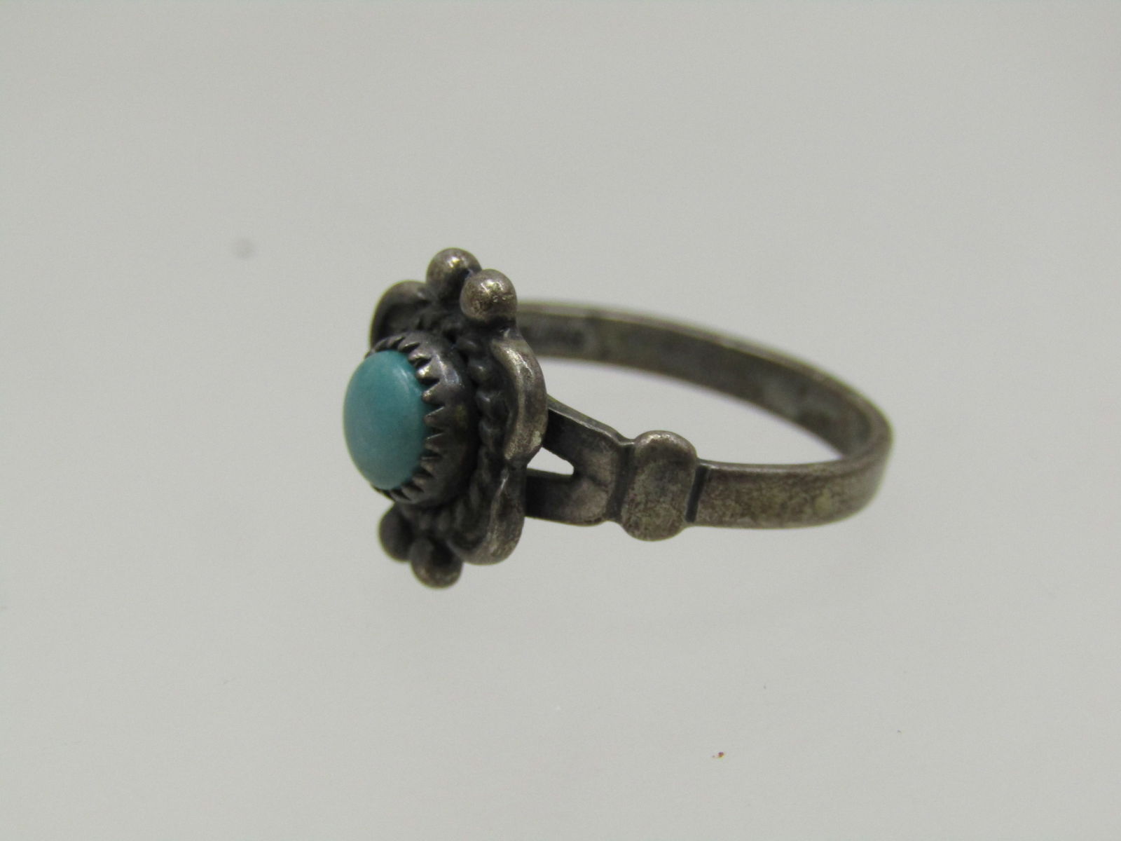 Vintage Sterling Southwestern Turquoise Ring, Sz. 4.5, Bell Trading Signed, 1960's - 5