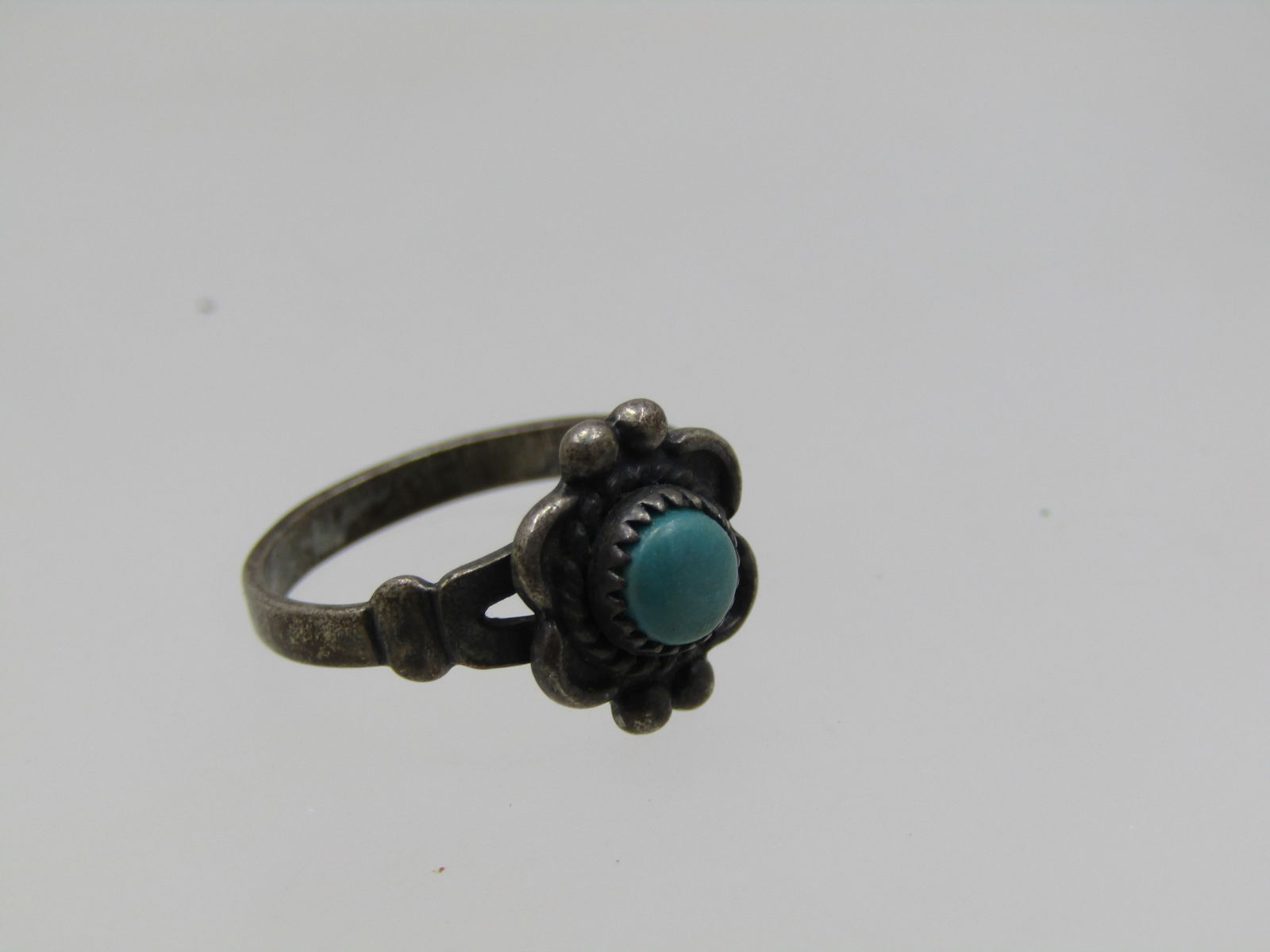 Vintage Sterling Southwestern Turquoise Ring, Sz. 4.5, Bell Trading Signed, 1960's - 6