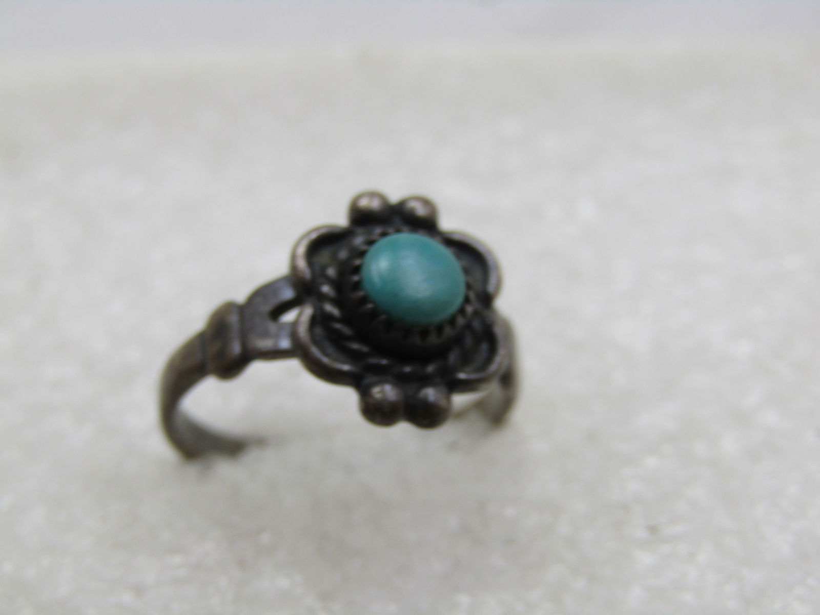 Vintage Sterling Southwestern Turquoise Ring, Sz. 4.5, Bell Trading Signed, 1960's - 7