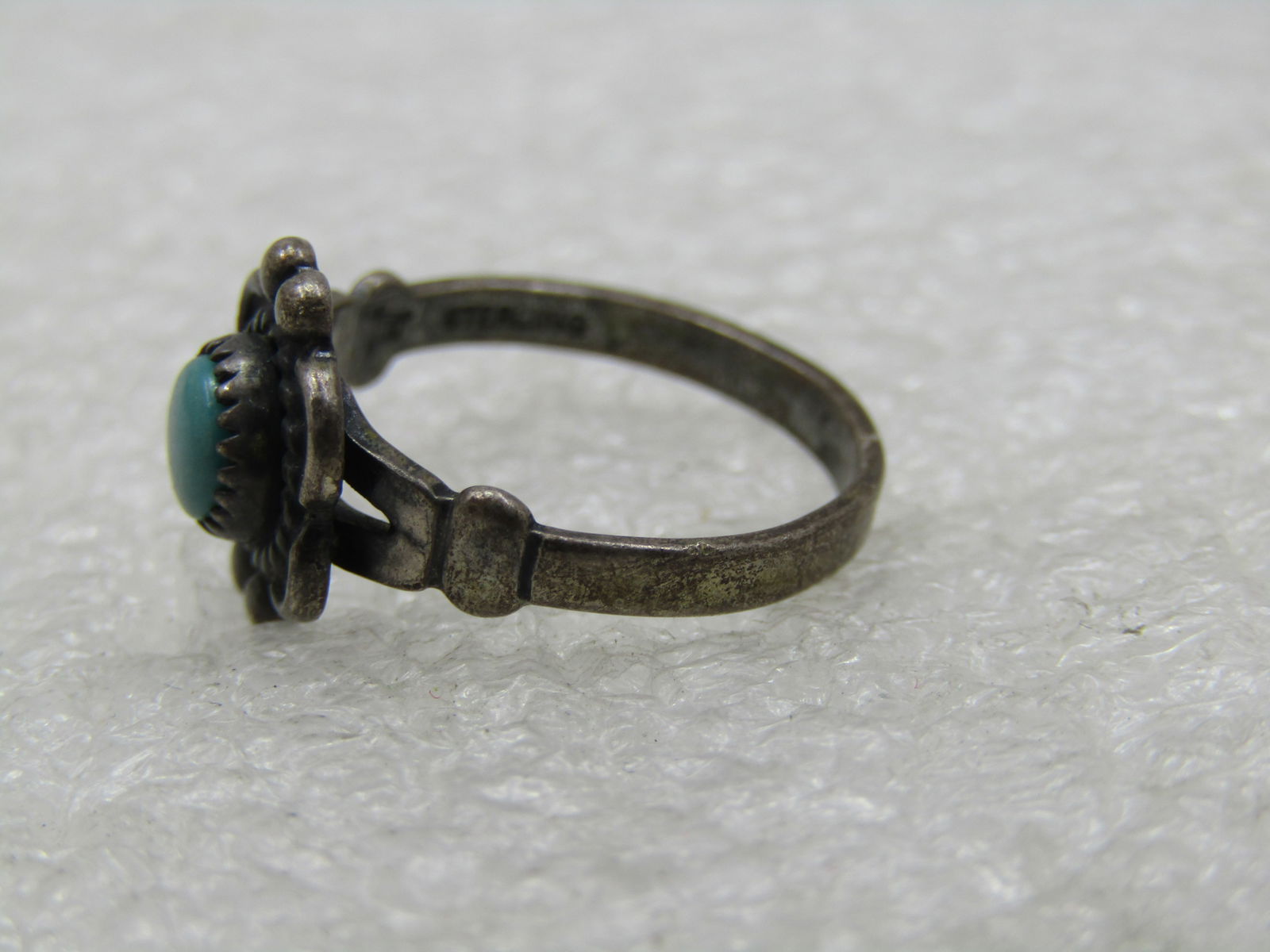 Vintage Sterling Southwestern Turquoise Ring, Sz. 4.5, Bell Trading Signed, 1960's - 8