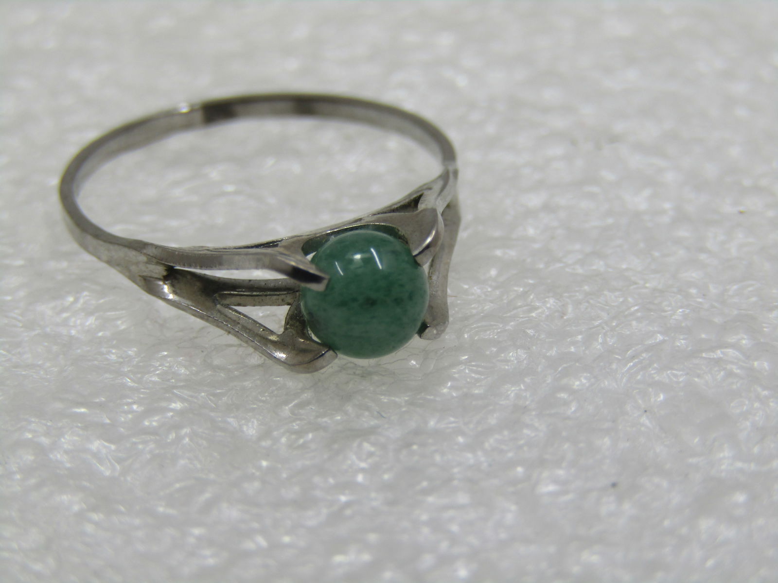 Vintage Sterling Jade Ring, Sz. 6, 1970's-1980's, Signed - 7