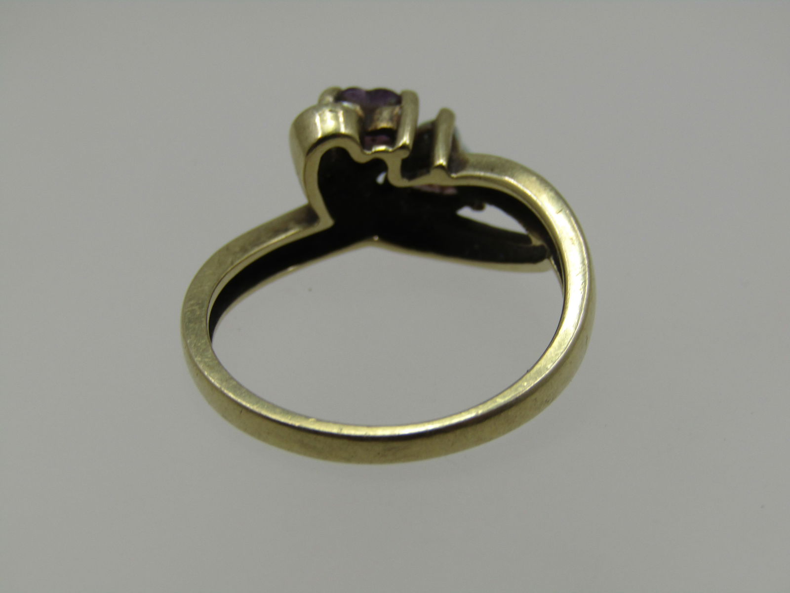 Vintage 10kt Heart Opal Amethyst Ring, Sz. 8.5, Signed TJ - 7