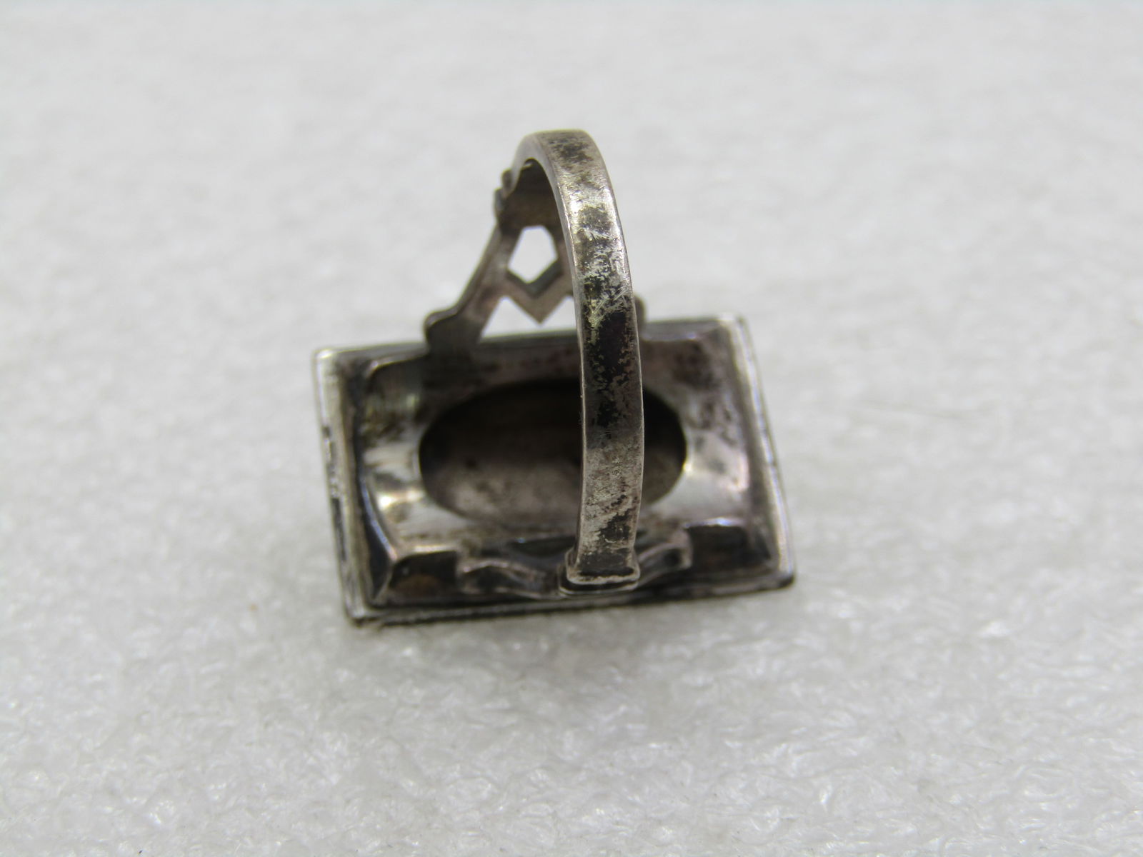 Vintage Sterling Marcasite Rectangular Ring, Sz. 8, Signed J J, Judith Jack, 1960's - 4