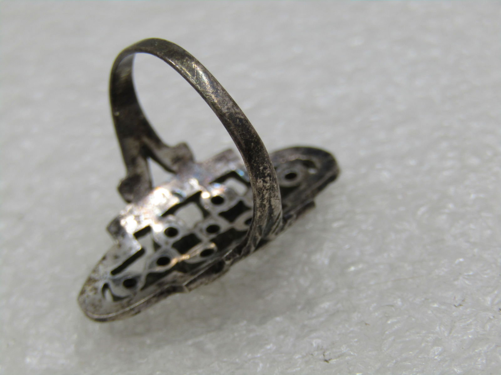 Vintage Sterling Garnet Marcasite Ring, Sz. 8.5 - 6