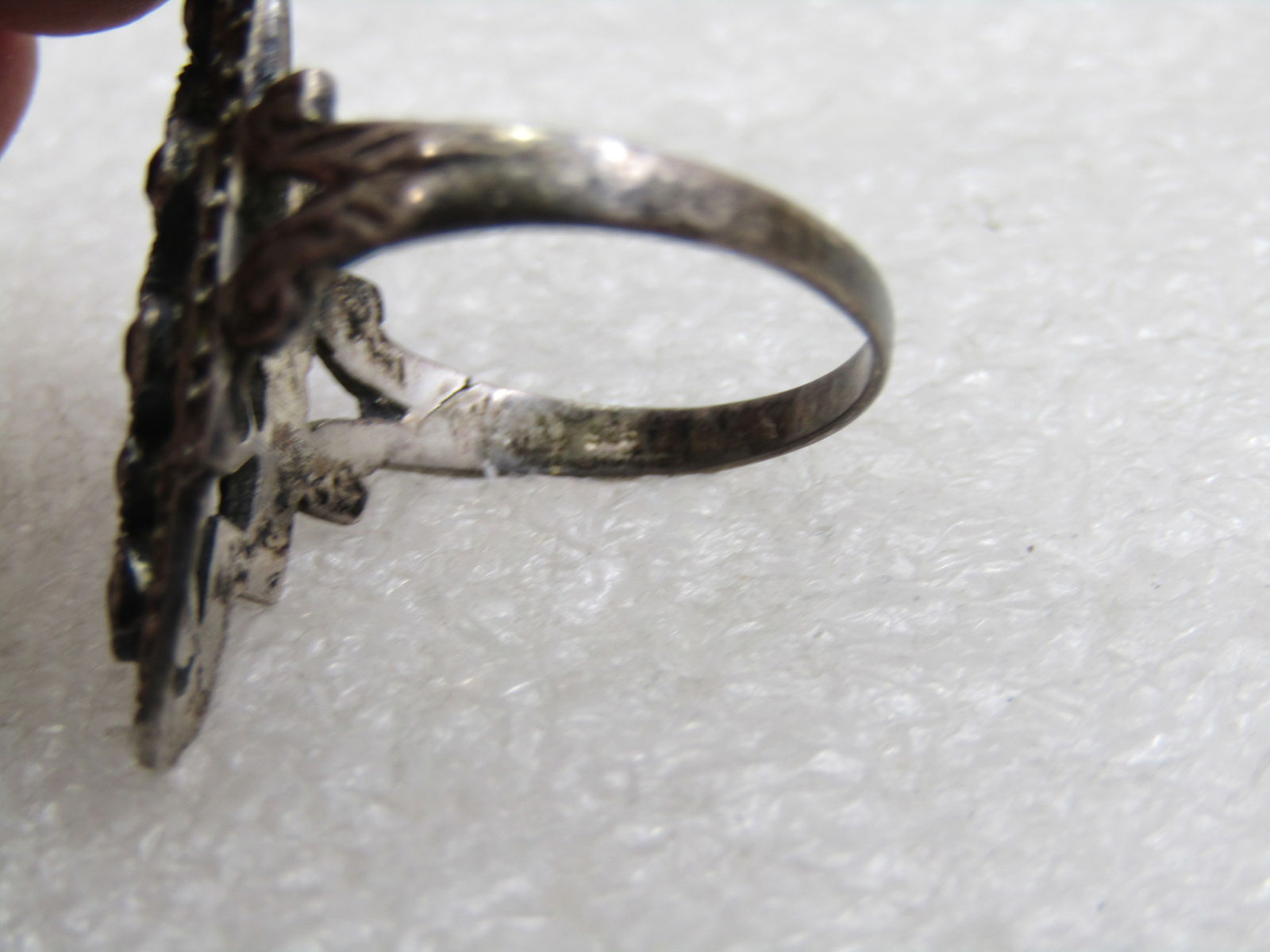 Vintage Sterling Garnet Marcasite Ring, Sz. 8.5 - 7