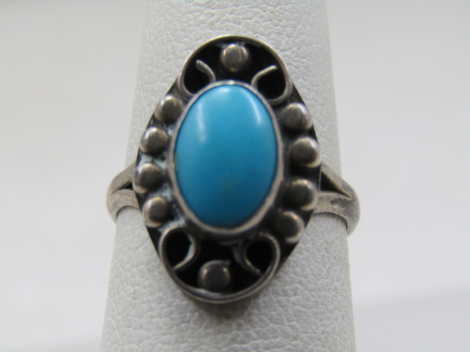 Vintage sterling Southwestern Faux Turquoise Ring, Sz. 5 (1 of 7)