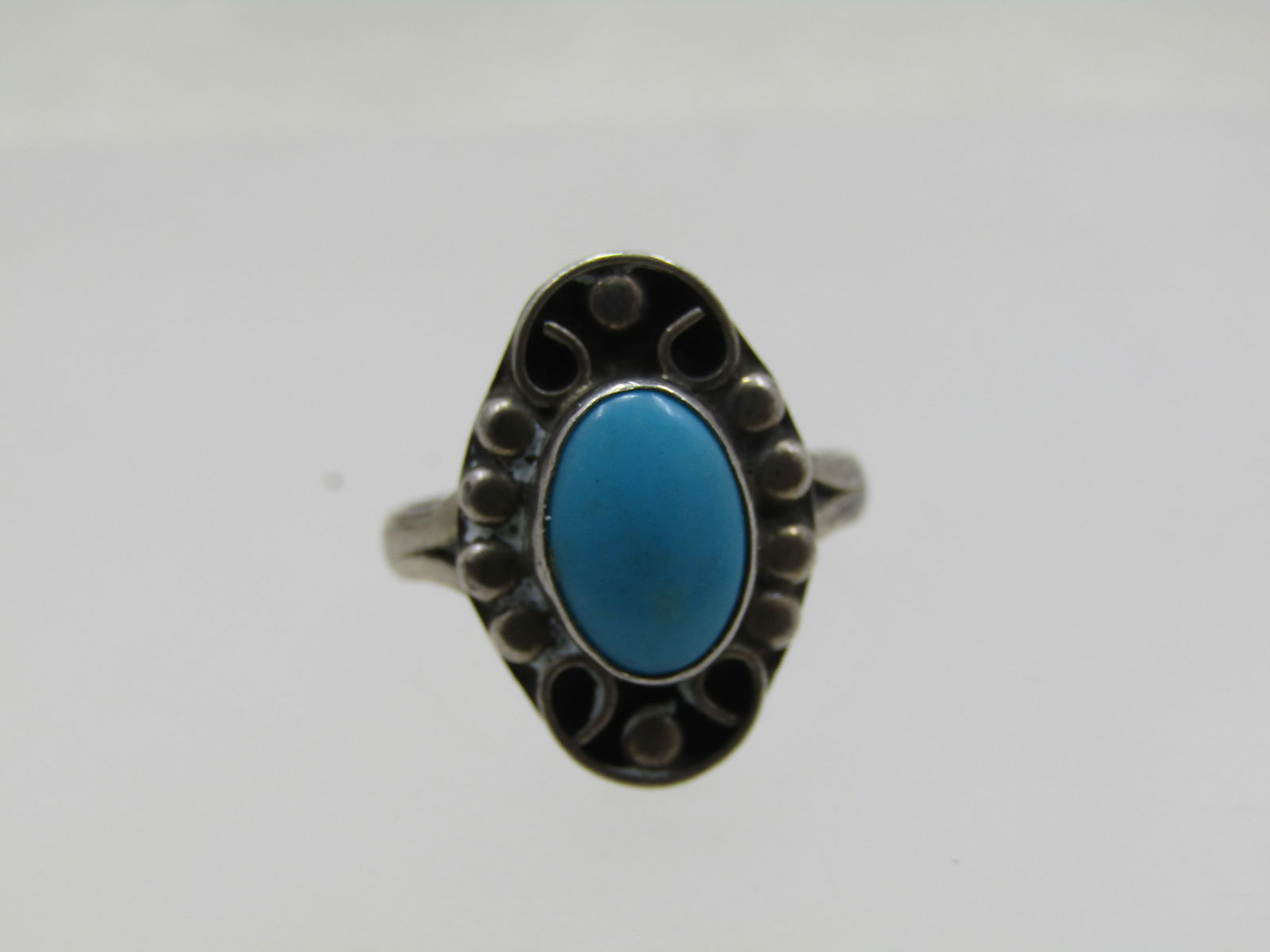 Vintage sterling Southwestern Faux Turquoise Ring, Sz. 5 - 5