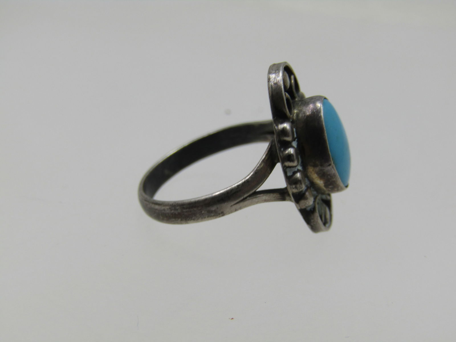 Vintage sterling Southwestern Faux Turquoise Ring, Sz. 5 - 6