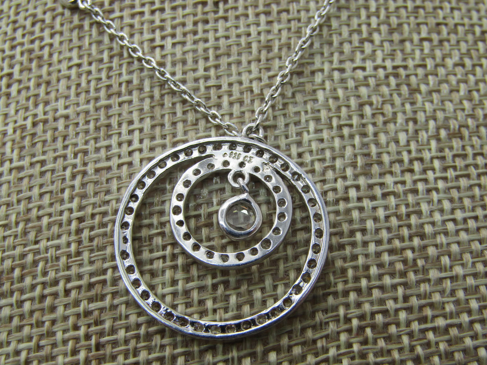 Sterling Silver CZ Concentric Circle Necklace, 18", 5.23 gr. - 4