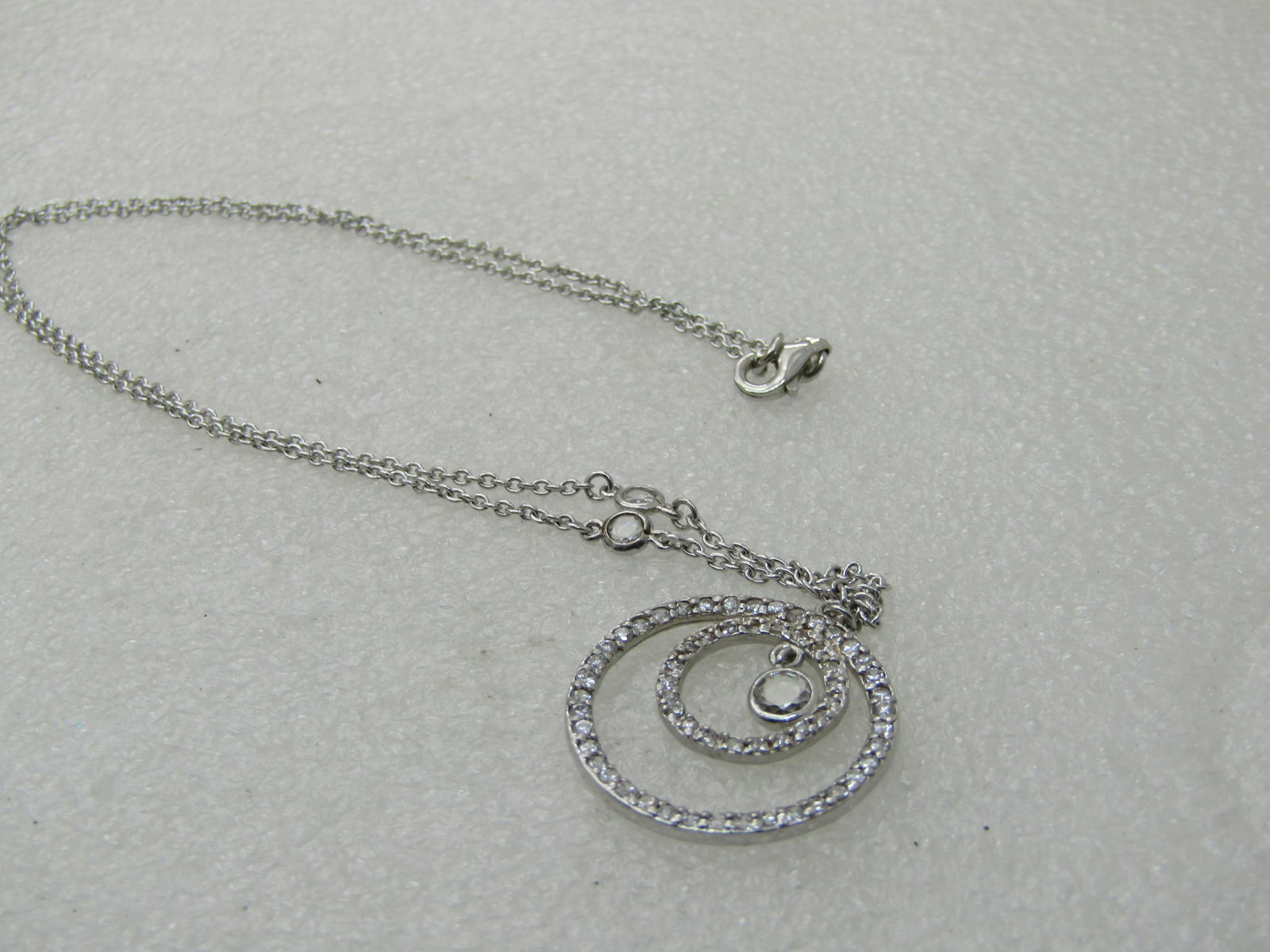 Sterling Silver CZ Concentric Circle Necklace, 18", 5.23 gr. - 5