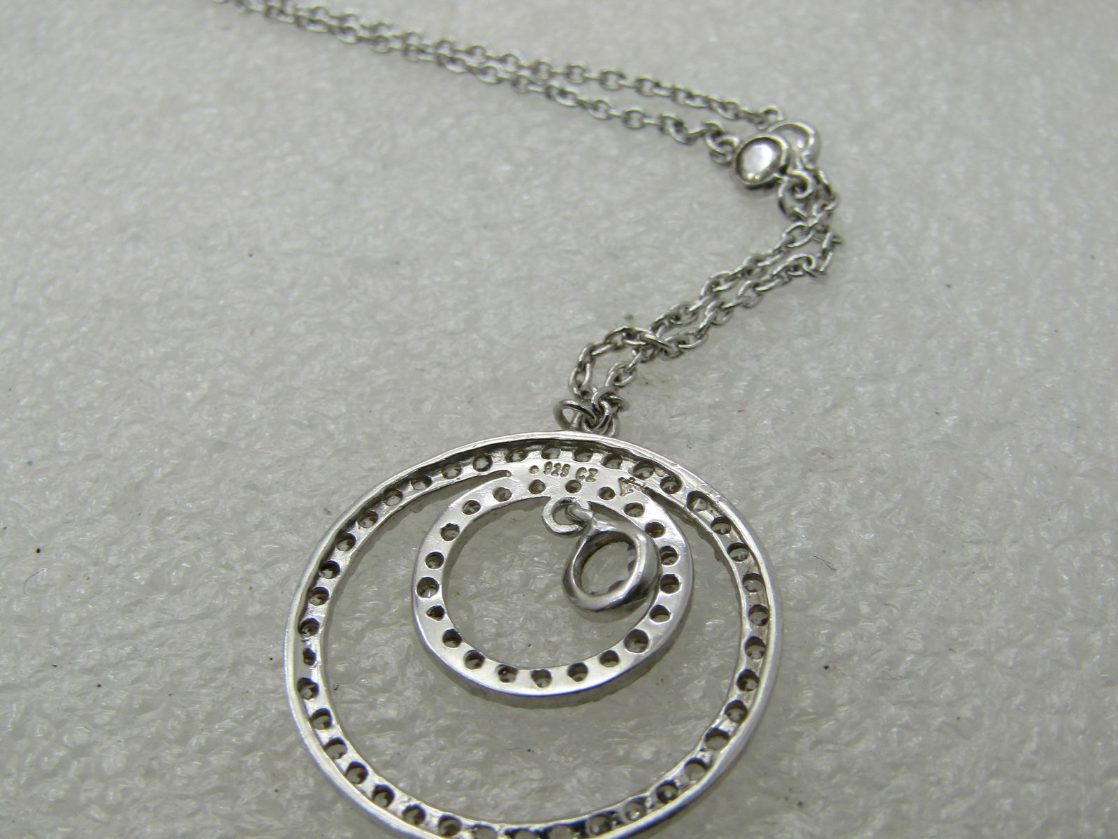 Sterling Silver CZ Concentric Circle Necklace, 18", 5.23 gr. - 6