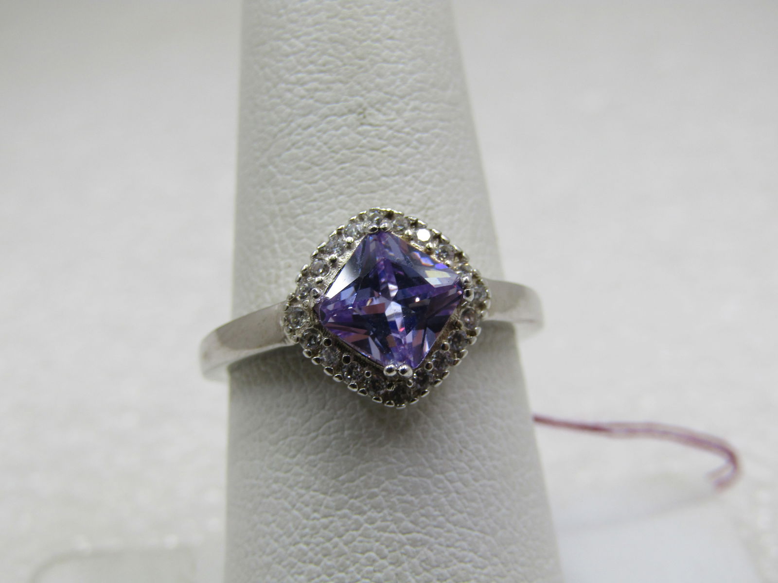 Sterling Amethyst CZ Halo Ring, Sz. 7.75 (1 of 2)