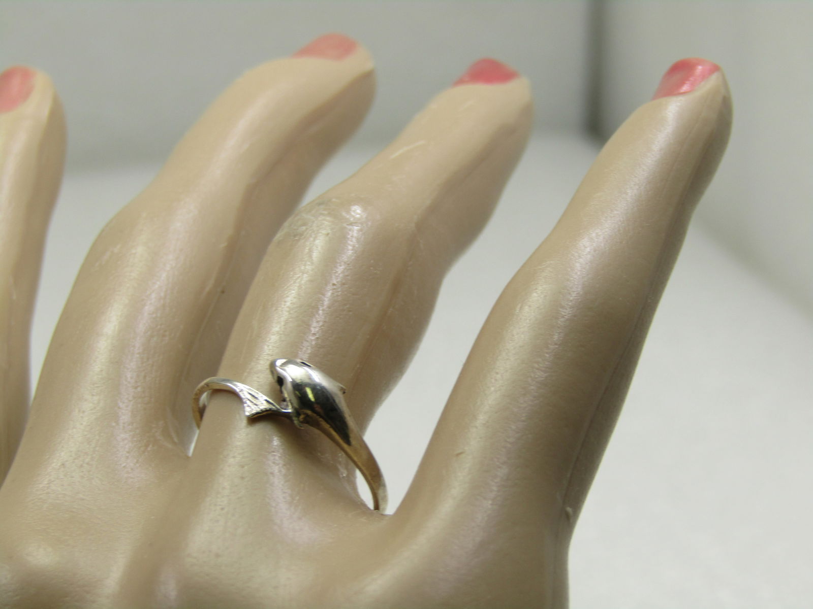 Vintage Sterling Dolphin Bypass Ring, Sz. 6 - 7