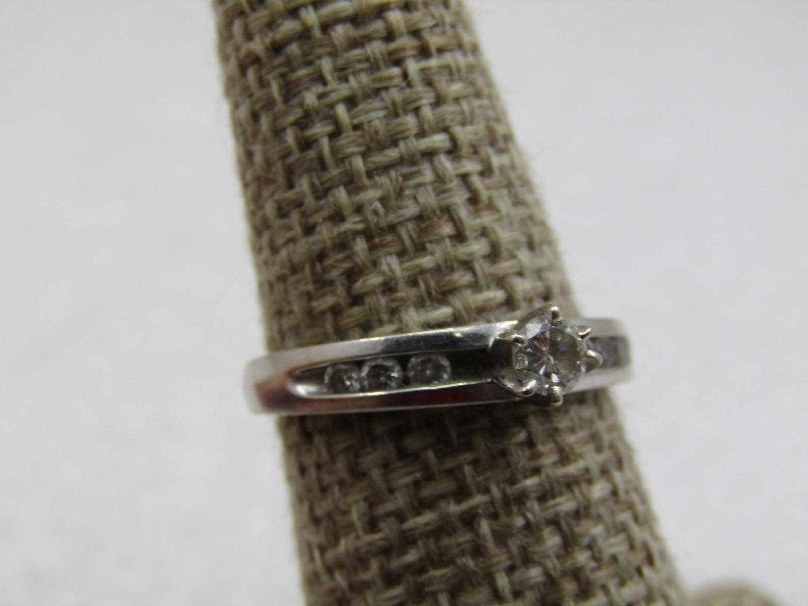 Vintage 14kt White Gold Engagement Ring .25 CTW, Sz. 7, Signed - 2