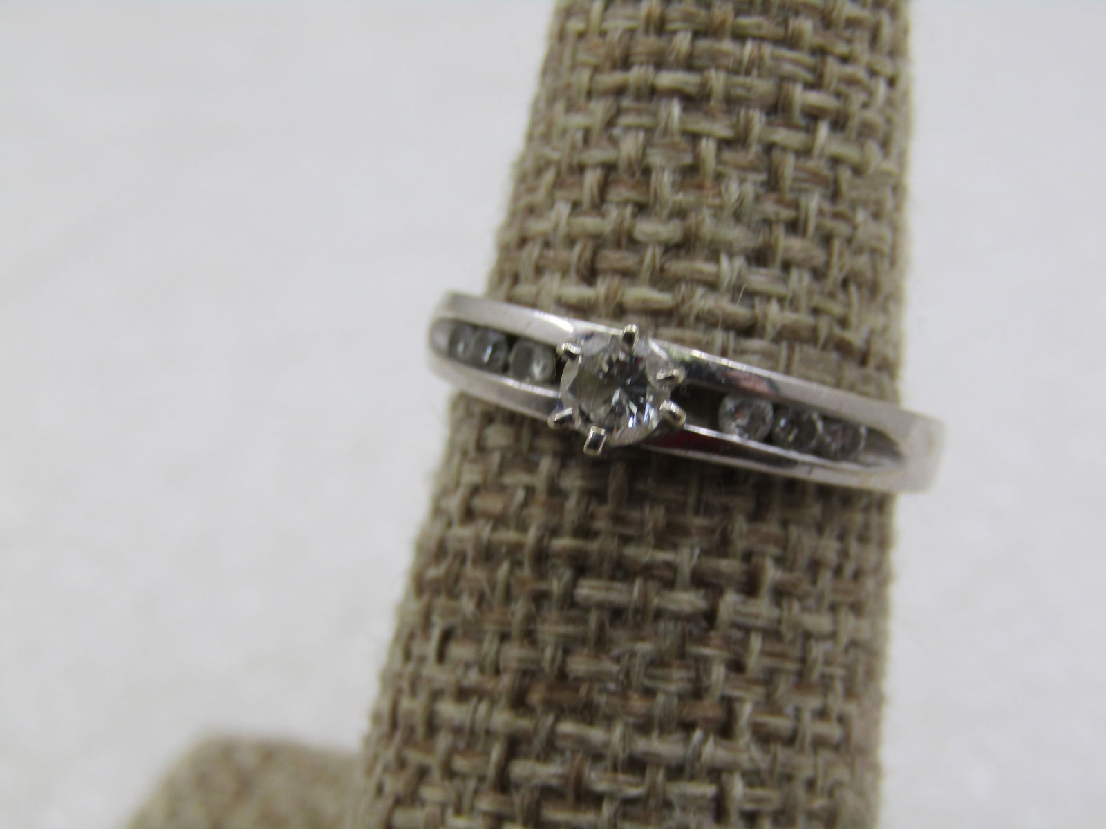 Vintage 14kt White Gold Engagement Ring .25 CTW, Sz. 7, Signed - 3