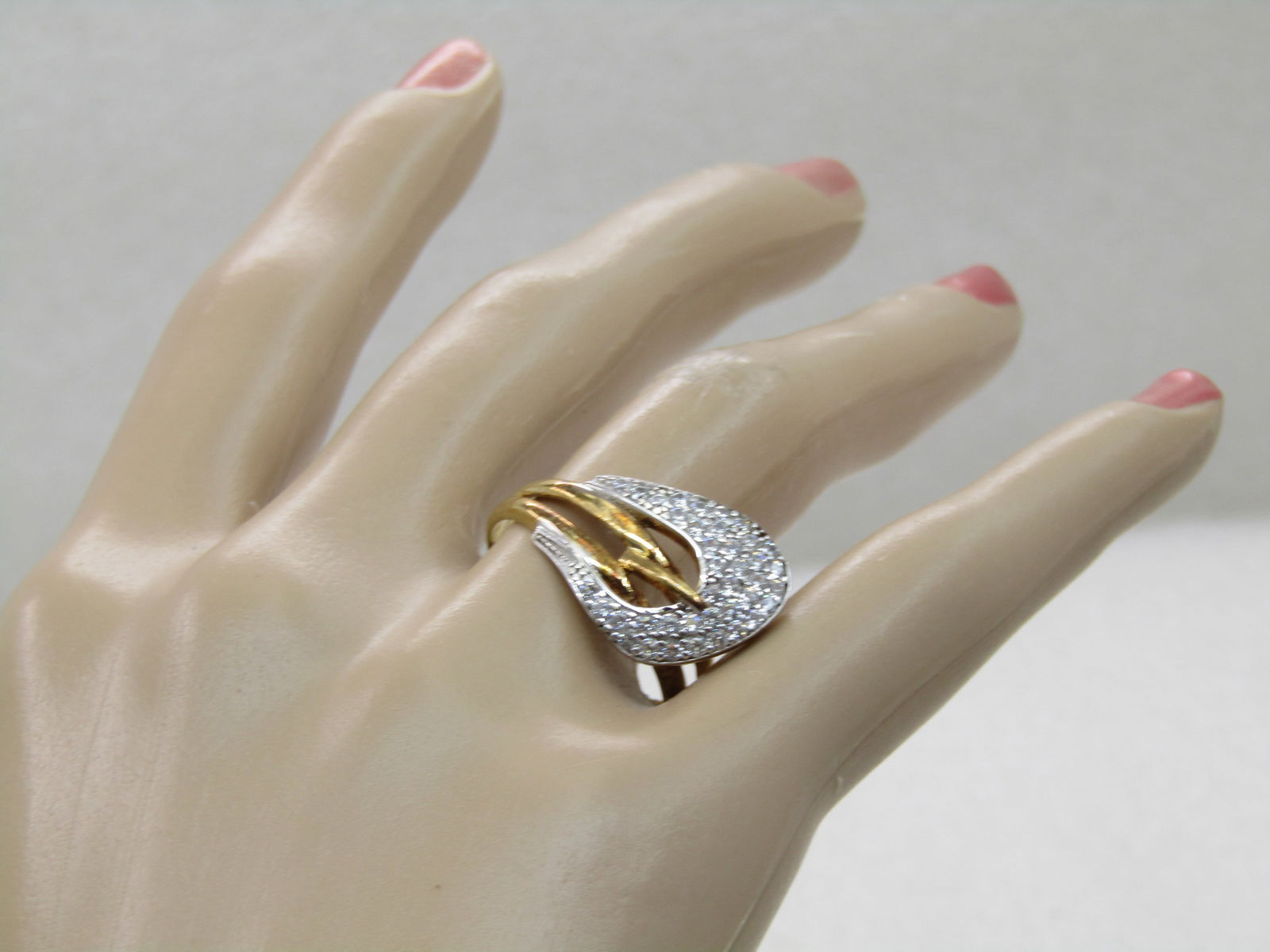 Sterling Silver Belt Ring, Gold Washed, Size, 10.5 - 9