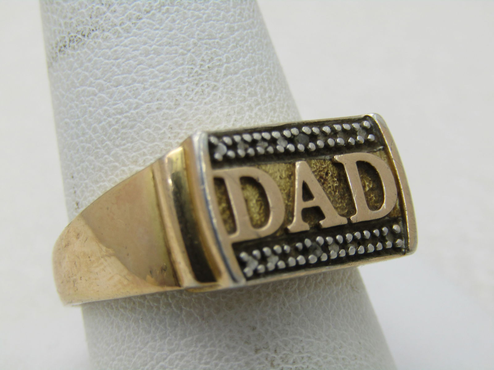 Vintage Sterling 10Kt. Plated DAD Ring, Size 10.5, 6.65 Gr., Signed DL - 2