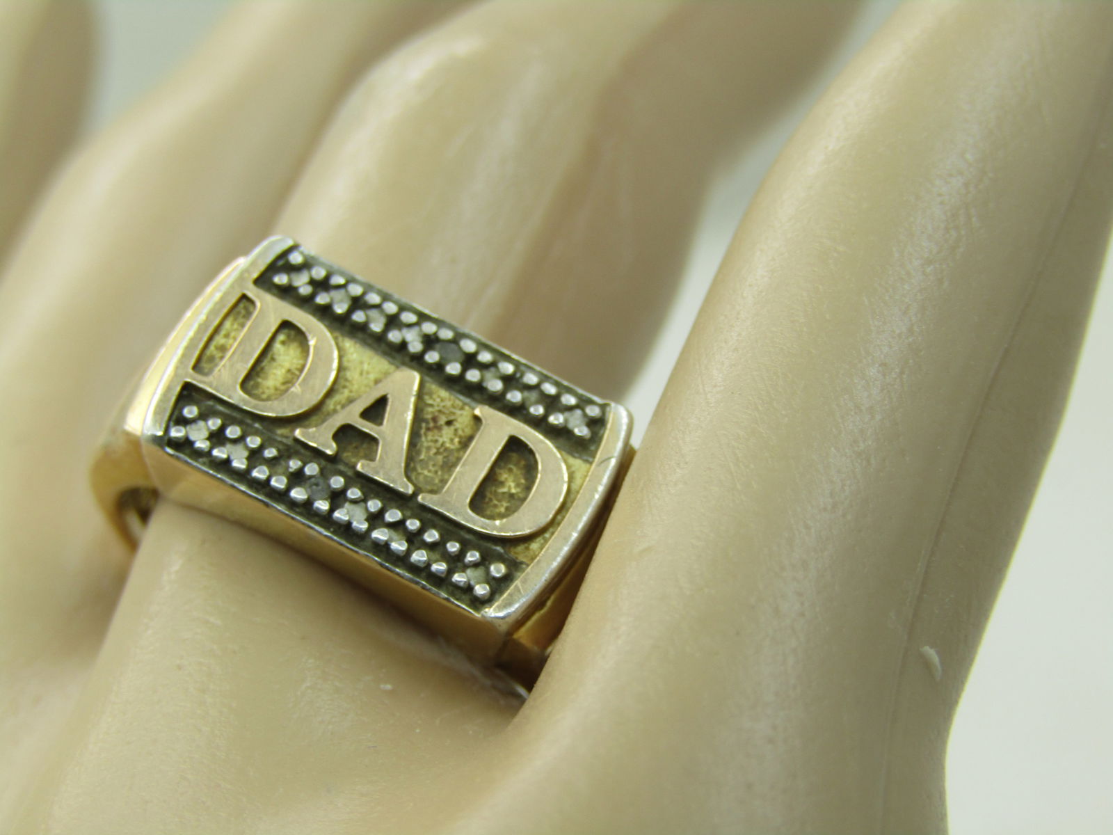 Vintage Sterling 10Kt. Plated DAD Ring, Size 10.5, 6.65 Gr., Signed DL - 6