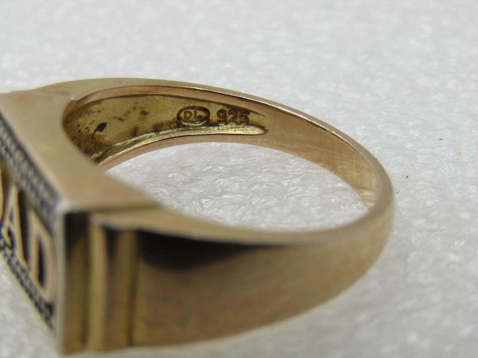 Vintage Sterling 10Kt. Plated DAD Ring, Size 10.5, 6.65 Gr., Signed DL - 7