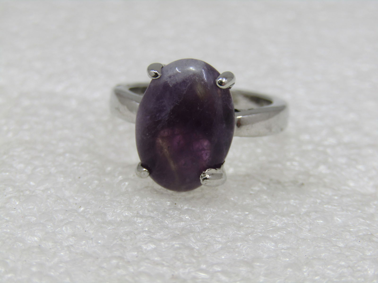 Silver Tone Southwestern Purple Agate Ring, Sz. 6 - 5
